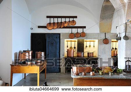 Stock Photo - Castle kitchen, Palácio Nacional da Pena City Palace, Sintra, Portugal, Europe. Fotosearch