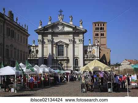 Picture - Cathedral and Romanesque bell tower, Mantua, Mantova, Lombardy, Italy, Europe. Fotosearch