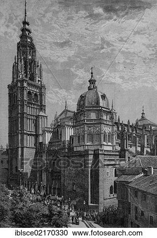 Cathedral of Toledo, Spain, historical engraving, 1883, Europe View Large Photo Image Stock Image - Cathedral of Toledo, Spain, historical engraving, 1883, Europe. Fotosearch