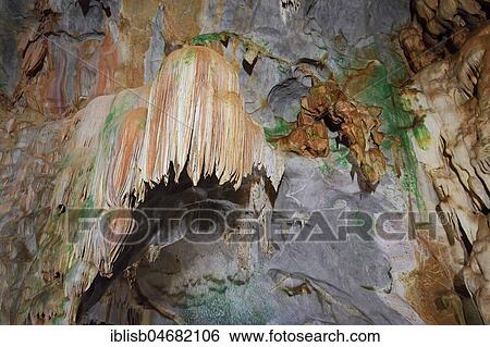 Stock Photograph - Cave, stalactite cave, cave temple Wat Tham Suwan Khuha, Phang Nga, Thailand, Asia. Fotosearch
