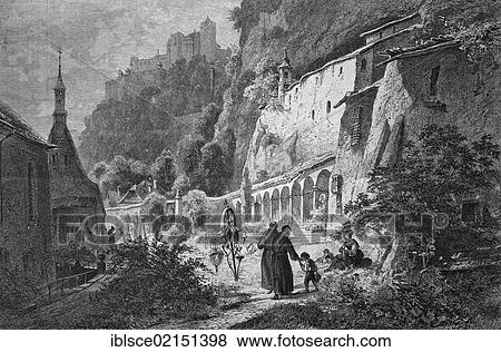 Cemetery of St. Peter in Salzburg, Austria, historical engraving, 1869, Europe View Large Photo Image Stock Photo - Cemetery of St. Peter in Salzburg, Austria, historical engraving, 1869, Europe. Fotosearch