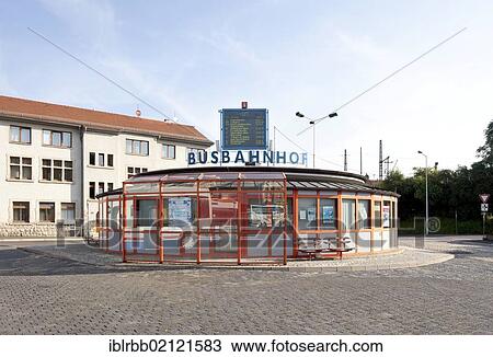 Stock Image - Central bus station, waiting room and customer centre, Bahnhofstrasse, Eisenach, Thuringia, Germany, Europe, PublicGround, Europe. Fotosearch