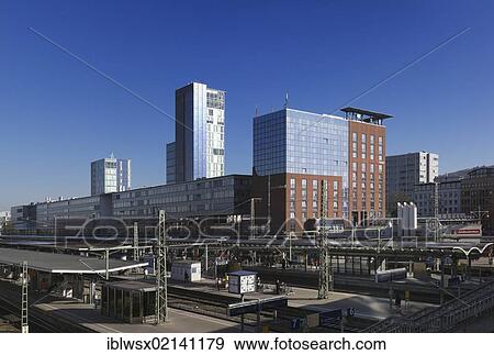 Stock Photo - Central Railway Station and InterCityHotel in Freiburg im Breisgau, Black Forest, Baden-Wuerttemberg, Germany, Europe, PublicGround, Europe. Fotosearch