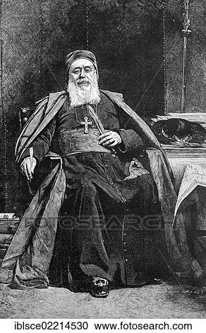 Stock Image - Charles Martial Allemand Lavigerie, 1825 - 1892, a French Roman Catholic cardinal and founder of an order, historic wood engraving, about 1888. Fotosearch
