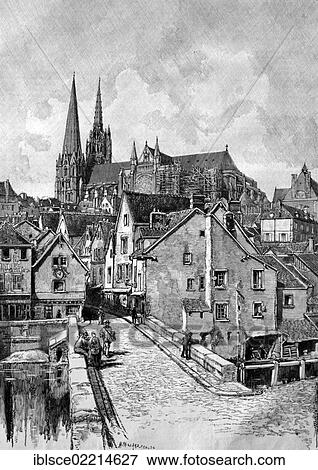 Chartres, France, historical woodcut, circa 1888, Europe View Large Photo Image Stock Photo - Chartres, France, historical woodcut, circa 1888, Europe. Fotosearch