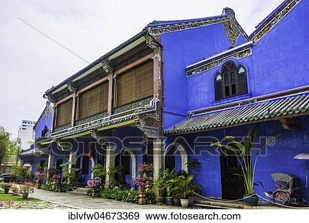 Stock Photo - Cheong Fatt Tze Mansion, Blue Villa, Leith Street in George Town, Penang, Malaysia, Asia. Fotosearch