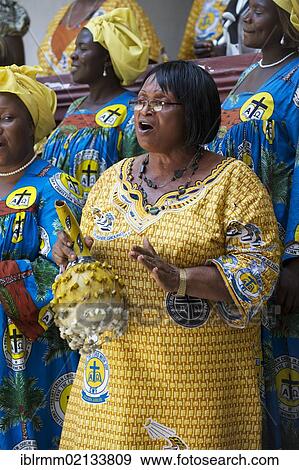 Stock Photo - Choir and music group, CWF Christian Women's Fellowship, Limbe, Cameroon, Africa. Fotosearch