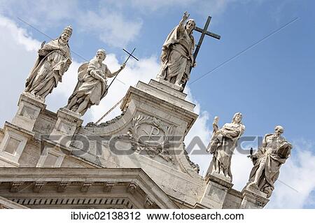 Christ and figures of the apostles on the facade of the Basilica San Giovanni in Laterano, Rome, Italy, Europe View Large Photo Image Stock Image - Christ and figures of the apostles on the facade of the Basilica San Giovanni in Laterano, Rome, Italy, Europe. Fotosearch
