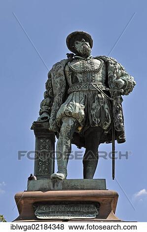 Stock Photo - Christoph, Duke of Wuerttemberg, statue in Schlossplatz square, Stuttgart, Baden-Wuerttemberg, Germany, Europe. Fotosearch