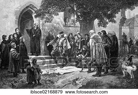 Stock Photo - Christoph I von Wuerttemberg visiting a school in a converted monastery, historical engraving, 1883. Fotosearch