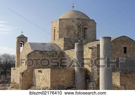 Stock Image - Chrysopolitissa Basilica, Agia Kyriaki and St. Pauls Pillar, Paphos, Cyprus, Greece, Europe. Fotosearch