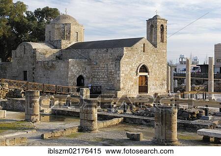 Stock Photography - Chrysopolitissa Basilica, Agia Kyriaki and St. Pauls Pillar, Paphos, Cyprus, Greece, Europe. Fotosearch