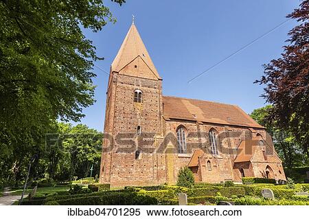 Stock Photography - Church, Kirchdorf, Poel Island, Mecklenburg-Western Pomerania, Germany, Europe. Fotosearch