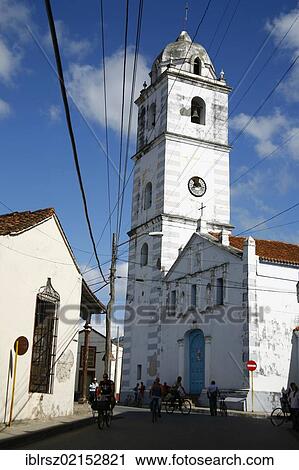 Stock Image - Church of the Parroquial Mayor del Espiritu Santo, Sancti Spiritu, Cuba, North America. Fotosearch
