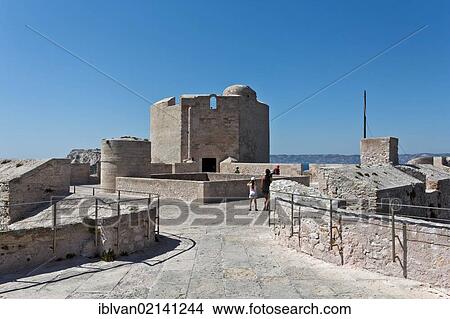 Picture - Château d'If, prison of the Count of Monte Cristo according to Alexandre Dumas, on the island Ile d'If, bay of Marseilles, France, Europe. Fotosearch