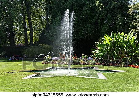 Stock Photography - City garden water fountain, Lindau, Swabia, Bavaria, Germany, Europe. Fotosearch