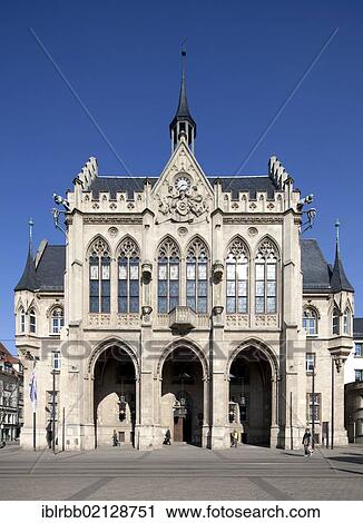 Stock Image - City Hall, Erfurt, Thuringia, Germany, Europe, PublicGround, Europe. Fotosearch