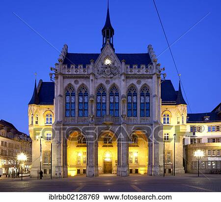 Stock Photo - City Hall, Erfurt, Thuringia, Germany, Europe, PublicGround, Europe. Fotosearch