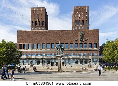 Stock Image - City Hall Square, City Hall, rådhus, Oslo, Norway, Europe. Fotosearch