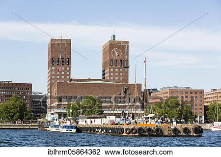 Stock Image - City Hall Square, City Hall, rådhus, Oslo, Norway, Europe. Fotosearch