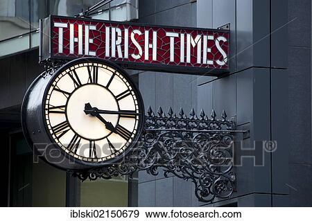 Clock on the editorial office and administration of the media company The Irish Times, Dublin, Ireland, Europe View Large Photo Image Stock Photo - Clock on the editorial office and administration of the media company The Irish Times, Dublin, Ireland, Europe. Fotosearch