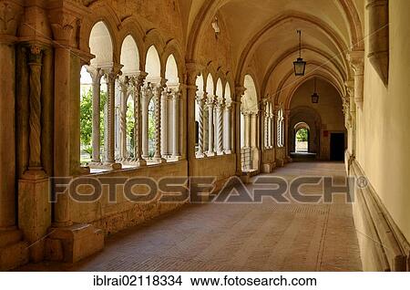 Cloister with double columns of the Gothic basilica of the Cistercian monastery Fossanova Abbey, near Priverno, Lazio, Italy, Europe View Large Photo Image Picture - Cloister with double columns of the Gothic basilica of the Cistercian monastery Fossanova Abbey, near Priverno, Lazio, Italy, Europe. Fotosearch