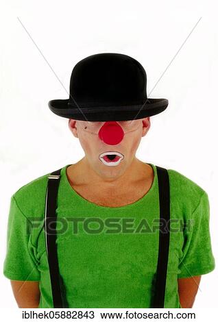 Clown, red nose, hat on face, Berlin, Germany, Europe View Large Photo Image Stock Image - Clown, red nose, hat on face, Berlin, Germany, Europe. Fotosearch