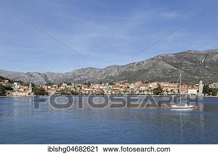 Stock Image - Coastal town Cavtat near Dubrovnik, Dalmatia, Croatia, Europe. Fotosearch