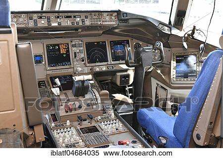 Cockpit, Boeing, B 777, Air China, Munich Airport, Upper Bavaria, Bavaria, Germany, Europe View Large Photo Image Stock Photography - Cockpit, Boeing, B 777, Air China, Munich Airport, Upper Bavaria, Bavaria, Germany, Europe. Fotosearch