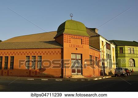 Stock Photo - Colonial building, a former reading room, Lüderitz, Namibia, Africa. Fotosearch