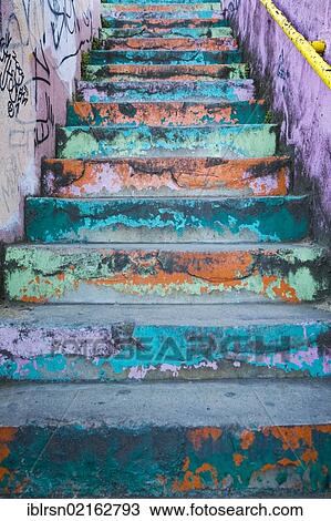 Colourful stairs, Valparaiso, Chile, South America View Large Photo Image Stock Image - Colourful stairs, Valparaiso, Chile, South America. Fotosearch