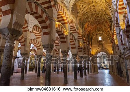 Stock Photograph - Columned hall with arches in Moorish style, prayer hall of the former mosque, Mezquita-Catedral de Córdoba or Cathedral of the Conception of Our Lady, Córdoba, province of Cordoba, Andalusia, Spain, Europe. Fotosearch