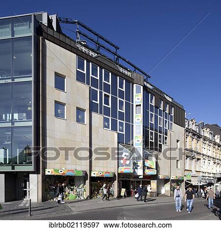 Stock Photo - Commercial building, Ursulinerstrasse, post-war architecture, Aachen, North Rhine-Westphalia, Germany, Europe, PublicGround, Europe. Fotosearch