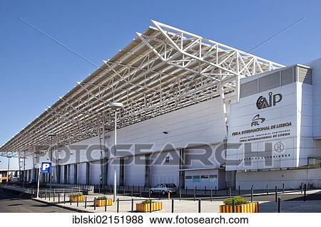Stock Photo - Conference hall of Fair Lisbon, Feira Internacional de Lisboa, FIL, on the grounds of the Parque das Nacoes, site of World Expo 98 in Lisbon, Portugal, Europe. Fotosearch