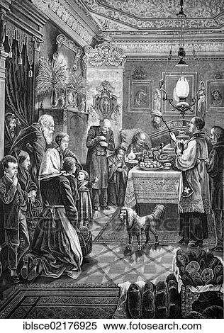 Consecration of Easter food in the house of a wealthy Pole, historical engraving, 1883 View Large Photo Image Stock Photography - Consecration of Easter food in the house of a wealthy Pole, historical engraving, 1883. Fotosearch