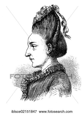 Stock Photo - Cornelia Friederica Christiana Schlosser, born Goethe, 1750-1777, a letter writer and sister of Johann Wolfgang von Goethe, historical engraving, circa 1869. Fotosearch