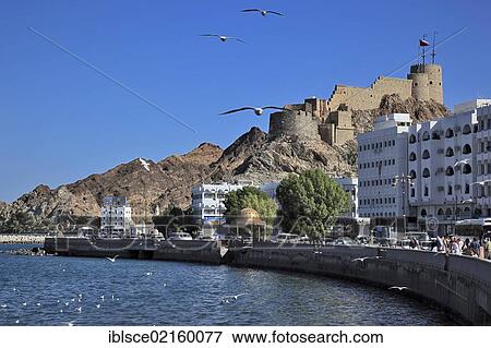 Stock Photo - Corniche of the Muttrah district, Muscat, Oman, Arabian Peninsula, Middle East, Asia. Fotosearch