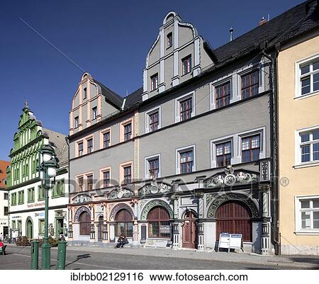 Stock Photograph - Cranach House on market square, Weimar, Thuringia, Germany, Europe, PublicGround, Europe. Fotosearch