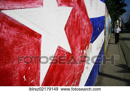 Stock Photo - Cuban flag mural in Santiago, Cuba, Greater Antilles, Caribbean, North America. Fotosearch