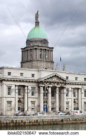 Custom House, former Custom House now the Ministry of Environment, on the River Liffey in Dublin, Ireland, Europe View Large Photo Image Stock Photo - Custom House, former Custom House now the Ministry of Environment, on the River Liffey in Dublin, Ireland, Europe. Fotosearch