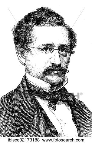 Stock Photo - David Kalisch, 1820 - 1872, a German writer, historical engraving, circa 1885. Fotosearch