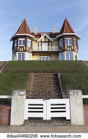 Detached beach villa on the Belgian coast, De Haan, West Flanders, Belgium, Europe View Large Photo Image Stock Photograph - Detached beach villa on the Belgian coast, De Haan, West Flanders, Belgium, Europe. Fotosearch