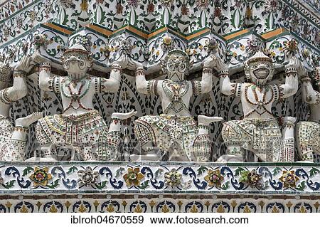 Details, Wat Arun, Temple of Dawn, Bangkok, Thailand, Asia View Large Photo Image Stock Photo - Details, Wat Arun, Temple of Dawn, Bangkok, Thailand, Asia. Fotosearch