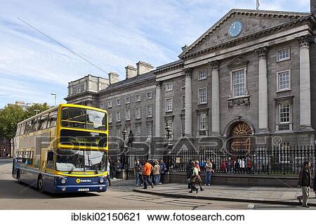 Double-decker bus in front of Trinity College, Dublin University, Dublin, Ireland, Europe View Large Photo Image Stock Image - Double-decker bus in front of Trinity College, Dublin University, Dublin, Ireland, Europe. Fotosearch
