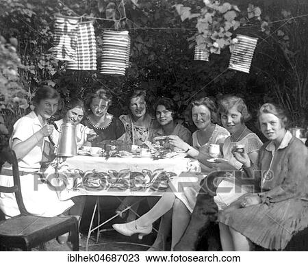 Eight women at a coffee party in the garden, 1920s, Germany, Europe View Large Photo Image Stock Image - Eight women at a coffee party in the garden, 1920s, Germany, Europe. Fotosearch