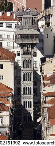 Elevador de Santa Justa, Santa Justa Elevator, connecting the two historic districts of Baixa and Chiado, Lisbon, Portugal, Europe View Large Photo Image Stock Image - Elevador de Santa Justa, Santa Justa Elevator, connecting the two historic districts of Baixa and Chiado, Lisbon, Portugal, Europe. Fotosearch