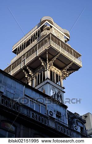 Elevador de Santa Justa, Santa Justa Elevator, connecting the two historic districts of Baixa and Chiado, Lisbon, Portugal, Europe View Large Photo Image Stock Photography - Elevador de Santa Justa, Santa Justa Elevator, connecting the two historic districts of Baixa and Chiado, Lisbon, Portugal, Europe. Fotosearch