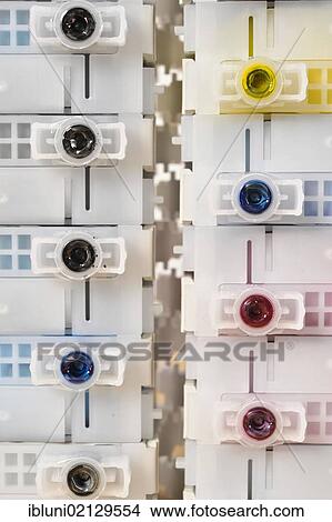 Empty ink cartridges of an inkjet printer View Large Photo Image Picture - Empty ink cartridges of an inkjet printer. Fotosearch