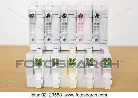 Empty ink cartridges of an inkjet printer View Large Photo Image Stock Photo - Empty ink cartridges of an inkjet printer. Fotosearch