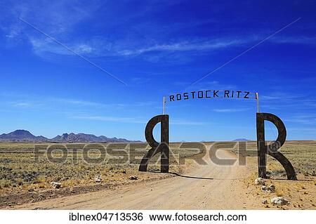 Stock Photograph - Entrance to the private lodge Rostock Ritz, Namibia, Africa. Fotosearch